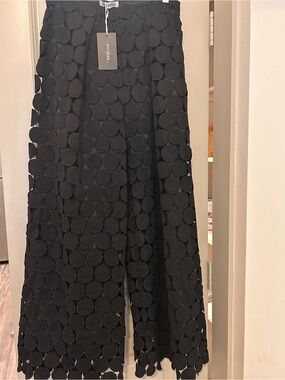 Uoozee Black Wide Leg Circle-Appliqué Pants